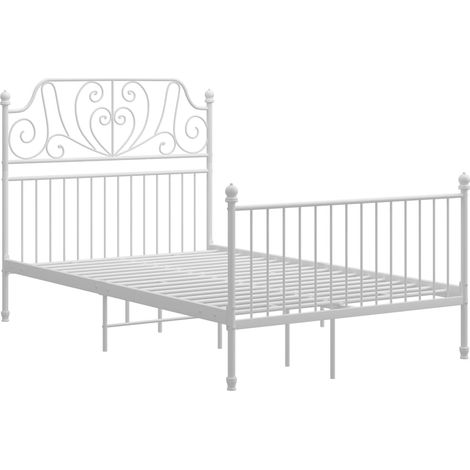 Bed Frame  White  Powder-coated metal  Double   Durable   Bed Frame vidaXL