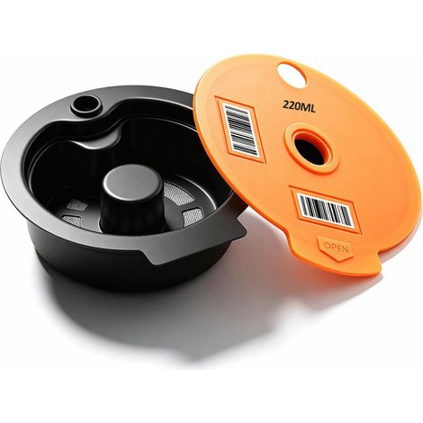 Rechargeable Café Gélules Gousses, 220ML Réutilisable Café Capsule Cosse pour Machine Rechargeable Capsule Tasses avec Silicone Couvercle Filtre et 1 Cuillère et 1 Pinceau (1/5)