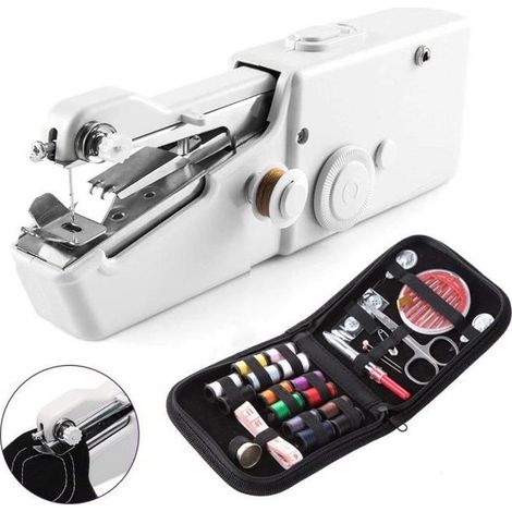 Mini-tragbare Nähmaschine, ausgestattet mit AA-Batterien, Handnähmaschine, schnelles manuelles Nähwerkzeug, geeignet für Kleidung, Vorhänge usw. (1/4)