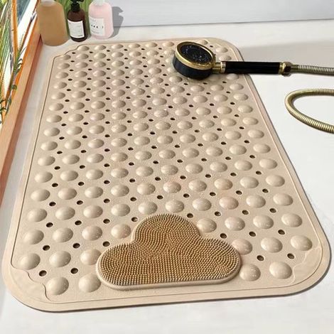 Alfombrilla de ducha antideslizante con ventosas, masaje cómodo, lavable a máquina, resistente al moho y la humedad, 50 x 80 cm, Gris (1/5)
