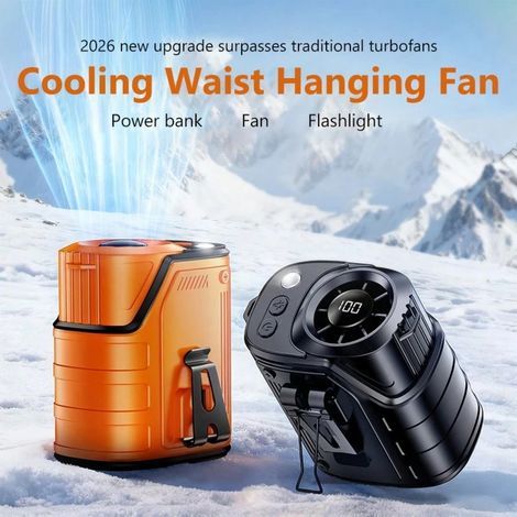 Pack 2 Ventilateurs Portables à Clip, Ventilateurs Rechargeables pour Pêche et Chantier-Orange et noir (1/5)