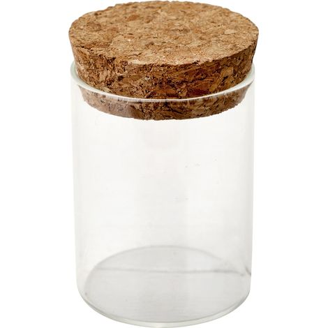 Vase en Verre Cylindrique Clair Uni Ø 4,5 x 6,5 cm avec Bouchon en liège