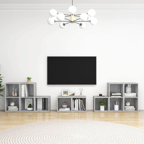 vidaXL 8 Piece TV Cabinet Set Concrete Grey Engineered Wood (1/5)