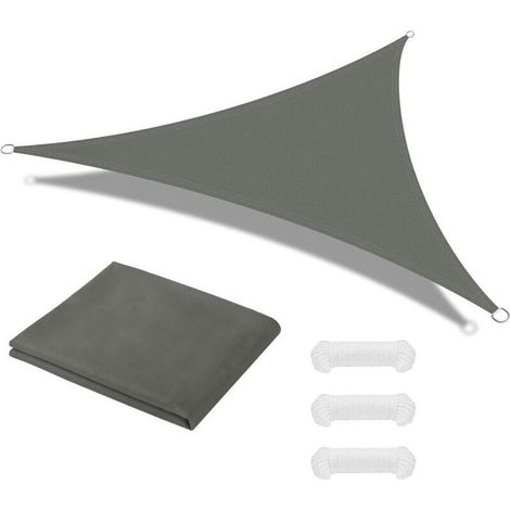 Voile d'ombrage Triangle 6 6 6m, Toile Ombrage avec 3 Corde Libre, Auvent Imperméable UV Protection, Imperméable Toile Ombrages pour Jardin Terrasse Extérieur Patio Piscine Balcon(Gris) (1/5)