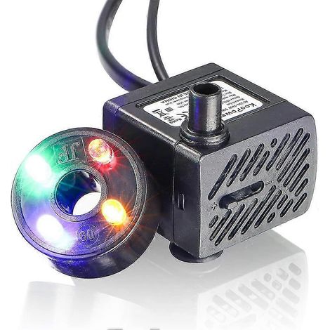 Mini pompe à eau avec lumière LED, 180 l/h, 3 W, idéale pour petits aquariums, jardins, puits, fontaines et autres espaces verts. (1/5)