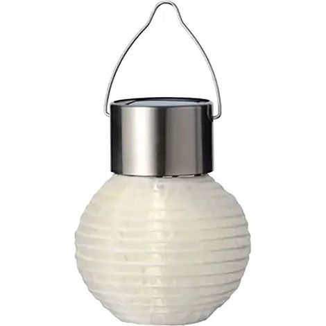 Farolillo solar redondo blanco 6000K, ø7 x 9,5 cm