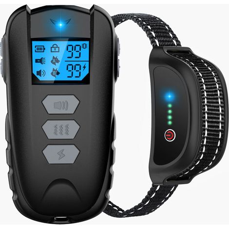 BRAVIX Collier de Dressage pour Chiens Rechargeable, 100% Résistant à L’Eau avec Verrouillage de Sécurité. Modes Son, Vibration, Ecran LCD Rétro-éclairé et Portée Jusqu’à 200 m.
