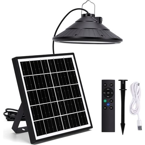 Lampe suspendue solaire d'extérieur avec télécommande, lampe suspendue à intensité variable, température de couleur réglable, marche/arrêt automatique, IP66, étanche à la pluie, pour patio, abri de ja (1/5)