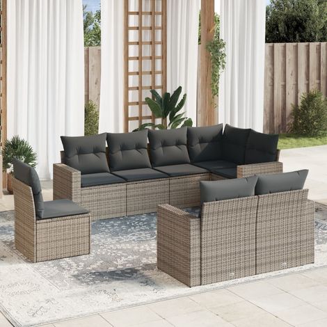 Salon de jardin modulable 8 pièces en résine tressée grise avec coffres de rangement - PANGIVO (1/3)