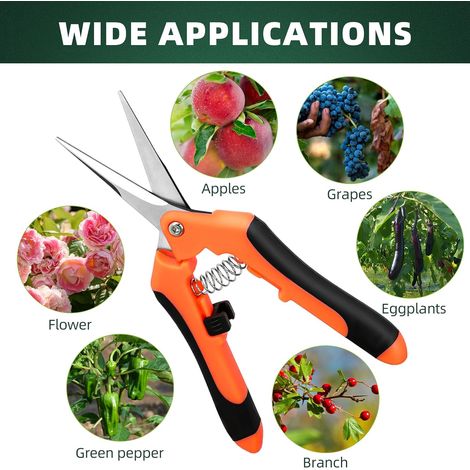Ensemble 3 Cisailles de Jardinage Lourdes en Acier Inoxydable, Sécateur à Taille, Outils de Jardin, Manches Orange Complet pour Taille des Branches (1/4)