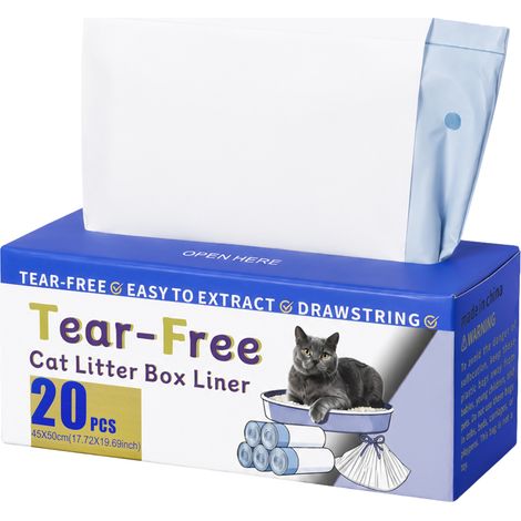Skylos Cat Litter Bags Auto Scoop Bin Liners Heavy Duty Drawstring 40 Pack Blue (1/5)
