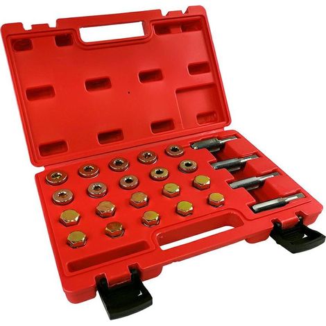 Kit de reparación de tapones del cárter de aceite Myren, modelo S10495, para reparar roscas de cárteres de aceite, incluye 30 piezas, maleta práctica