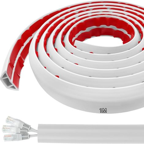 Passe Cable Sol Cache Fil Électrique Sol Auto-Adhésif 1M Petit Canal de câble Flexible pour Le Bureau, Le Concert, etc. Protection des Fil électrique et Prévention des Risques de Trébuchement (1/5)