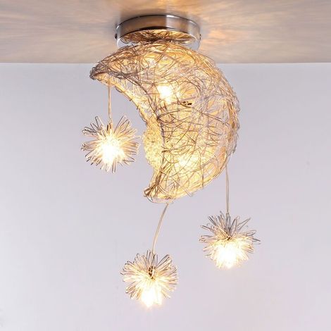 Suspension lune and stars, ideal for the bedroom, the rooms and the walkways, light white hot (1/5)