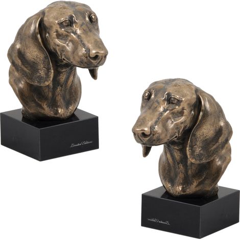 Dachshund - estatuilla de perro, busto sobre una base de piedra, escultura, trofeo para una exposición canina de Art-Dog (1/5)