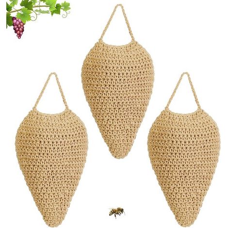 Gros leurres en forme de nid de guêpes au crochet - 3 pièces de faux nids de guêpes répulsifs pour l'extérieur (1/5)