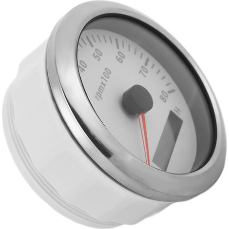 Compte-tours 85mm 0-8000 tr/min 7 Couleurs Rétroéclairé IP67 Étanche Type Aiguille pour Bateau Marine Camping-car 9-32V Blanc (1/5)