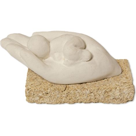 Lupia - Bomboniera Statuetta NEWBORN Grande scultura soprammobile per Battesimo nascita in Pietra Leccese 11,5x4,5 H 5,5 cm (1/4)