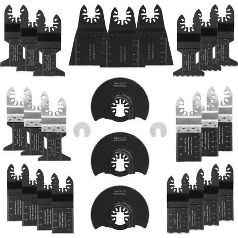 28 Accessoires d'outils Oscillants Multifonctions Lame de scie universelle pour Parkside Dewalt Ryobi Bosch Couper les coins de Bois/Métal/Plastique - 2 adaptateurs (1/5)