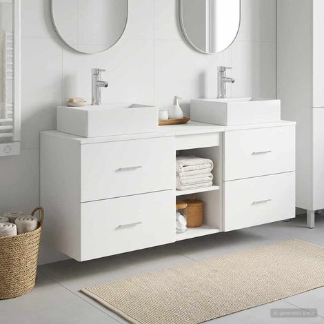 vidaXL Bathroom Cabinet Set 3 pcs White 129 x 41 x 79.5 cm (1/5)