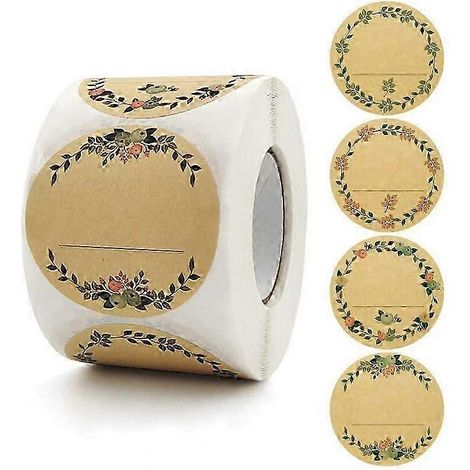 500 étiquettes autocollantes rondes de 5 cm en papier kraft pour confiture, cadeaux, loisirs créatifs, épices, décoration de pâtisserie (1/5)