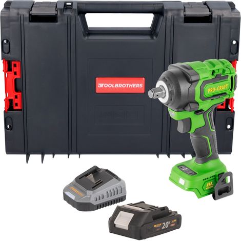 Procraft PWA18bb Akku Schlagschrauber 20 V 550 Nm 1/2" Brushless + 1x Akku 2,0 Ah + Ladegerät + RHINO Toolcase (1/5)