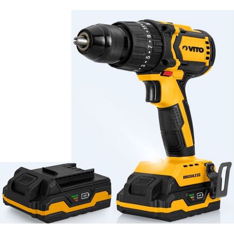 Perceuse Visseuse Brushless 20V + 2 Batteries Lithium 2.0Ah Chargeur Coffret accessoires VITO (1/5)