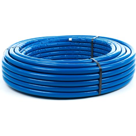 Aluverbundrohr 6 mm Isolierung Blau 16 x 2 mm / Fußbodenheizung 50 Meter
