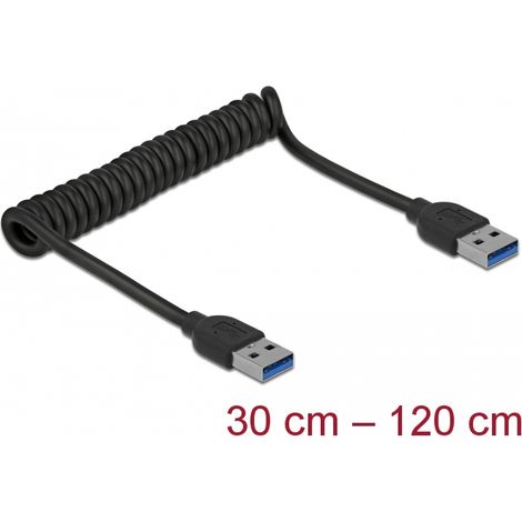 Delock Cable USB 3.0 en espiral Tipo-A macho a Tipo-A macho