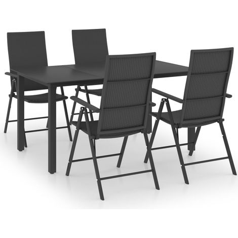 Maison Exclusive - 5-tlg. Garten-Essgruppe Schwarz