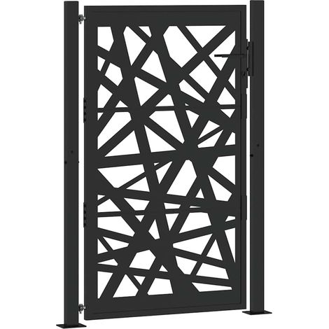 Portail de jardin，Portail de clôture，Portillon de jardin noir 105x155 cm acier conception de lumière CFW58092 (1/5)
