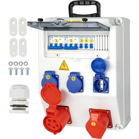 Coffret Electrique IP65 avec Prises schuko et prises CEE,Prise Exterieure Etanche Coffret de Chantier,Distributeur de Courant Électrique avec Disjoncteur pour Usage Extérieur et Intérieur (1/5)