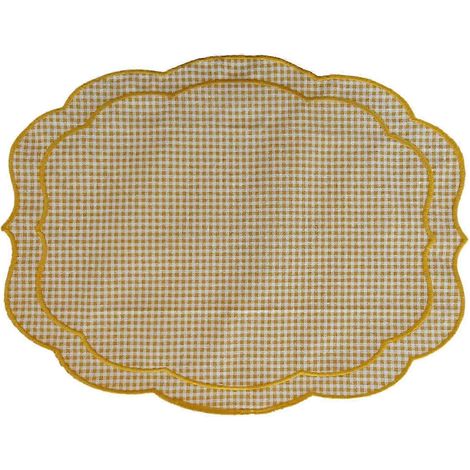 Set de table rétro à carreaux, style vintage, brodé, lavable en machine, style ferme. (1/5)