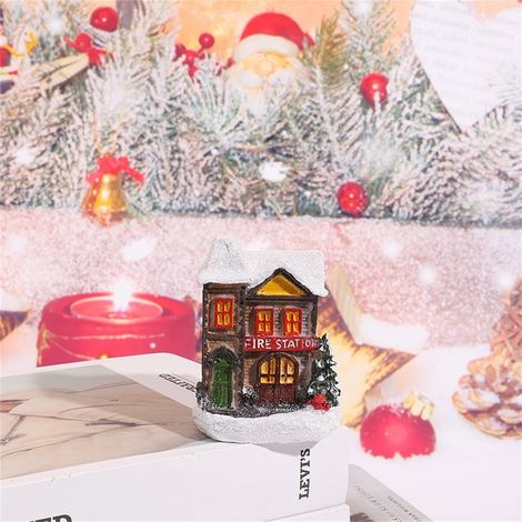 Maison Lumineuse En Résine - Décoration De Table Pour Noël - Cabane Festive Avec Lumières Led - 1 Pièce (1/4)