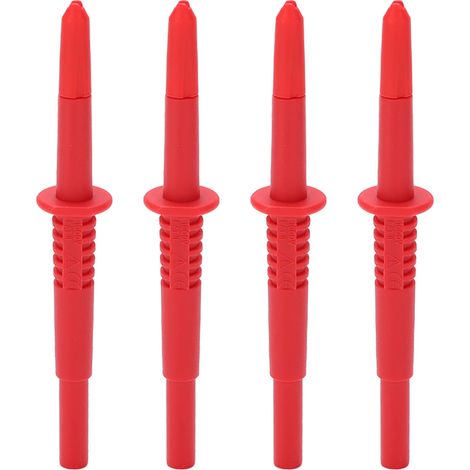 Lot de 4 pointes de test isolées 4mm avec douille banane pour piquage de fils, essais électriques rouges (1/5)