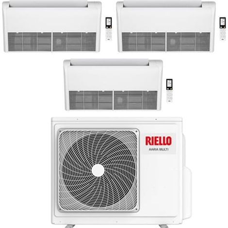 Climatizzatore Condizionatore Riello Pavimento/Soffitto Trial Split Inverter R32 12000 + 18000 + 18000 BTU con U.E AARIA MULTI 485 PI Classe A++/A+