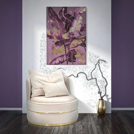 Impression sur toile violette feuilles cm 80x3x120 (1/5)