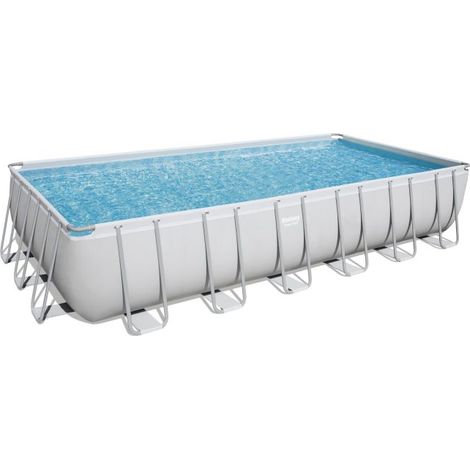 Bestway Piscine hors sol tubulaire rectangulaire Bestway Power Steel 732 x 366 x 132 cm gris clair (1/10)