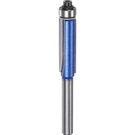 Fraise à Affleurer avec Roulement Supérieur, Queue de 1/4", Diamètre de 3/8", Profondeur de Coupe de 1.2", Carbure, pour Panneaux de Particules, Contreplaqué, Mdf, Argent Bleu (1/5)