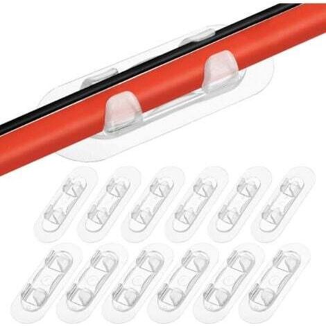 Packung mit 20 transparenten, selbstklebenden Kabelclips, die das Kabelmanagement zu Hause, im Büro und in Multimediazentren erleichtern.