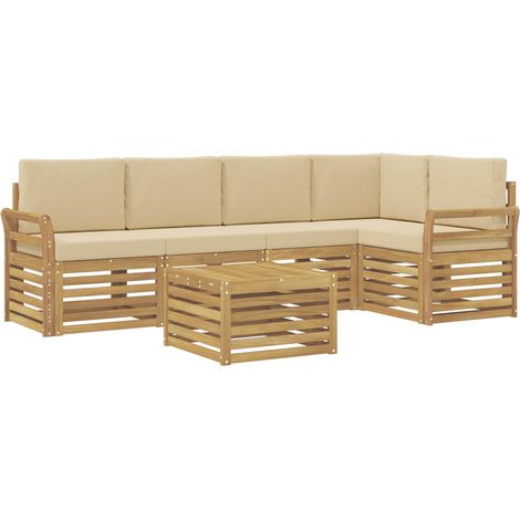Outdoor Sofa Set 6 pcs White and Beige 59 x 59 x 37 cm vidaXL (1/5)