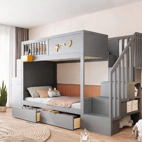 Cadre de lit coloris gris en bois 252,5 x 95,1 x 166 cm (1/5)
