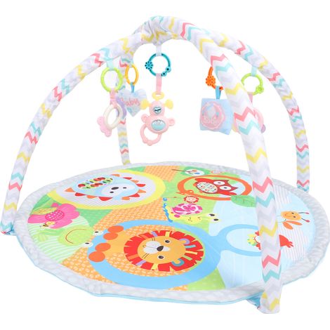 Tapis d'éveil pliable et portable, coloré et portable, avec hochets, pour bébé nouveau-né. Favorise le développement moteur et sensoriel. (1/5)