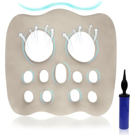 Cuscino ergonomico gonfiabile per sedile, cuscino ad aria 3D con ventilazione - sollievo dal dolore a glutei e schiena per ufficio, sedia a rotelle, auto, picnic (1/5)