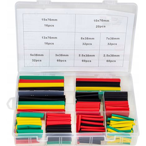 Set mit 328 Schrumpfschläuchen inklusive Klebstoff, silberne Isolierhülsen