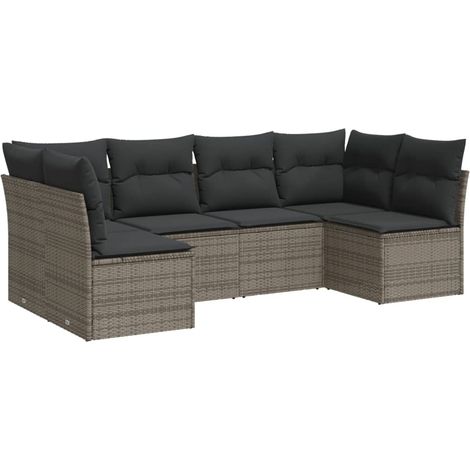 Maison Exclusive - 6-tlg. Garten-Sofagarnitur mit Kissen Grau Pol