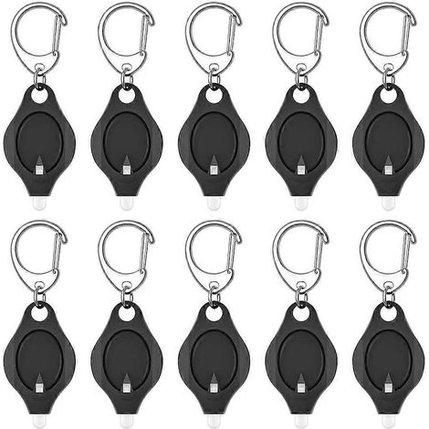 Lot de 10 mini lampes torches porte-clés LED ultra-lumineuses, noires (1/5)
