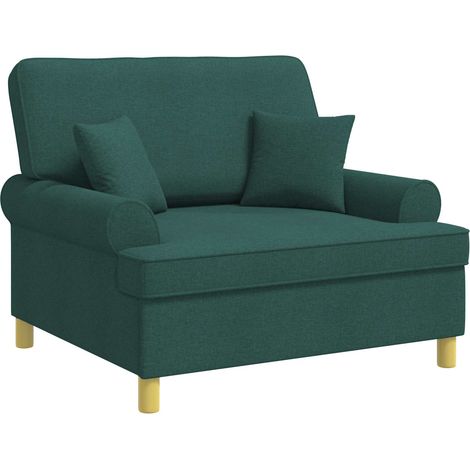 Armchair with Cushions Dark Green Fabric vidaXL (1/5)
