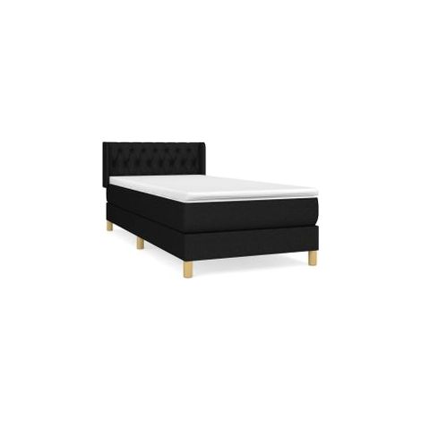 Sommier à lattes de lit avec matelas Noir 100x200 Tissu (1/5)