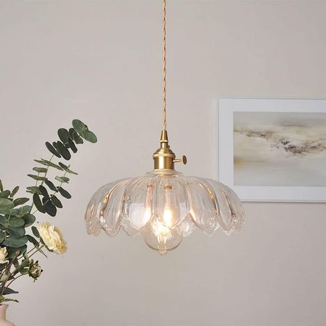 Lustre en verre de style pastoral rétro sans source lumineuse, pothos transparent (1/5)